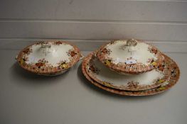 TWO POUNTNEY & CO SUFFOLK PATTERN TUREENS AND MEAT PLATES (4)