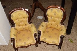 PAIR OF VICTORIAN STYLE BUTTON UPHOLSTERED CHILD'S OR DOLL'S CHAIRS