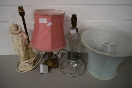 MIXED LOT COMPRISING CUT GLASS TABLE LAMP PLUS TWO OTHERS
