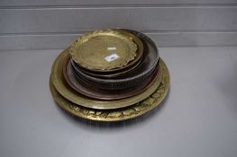 MIXED LOT VARIOUS ISLAMIC AND OTHER BRASS COPPER AND SILVER PLATED TRAYS