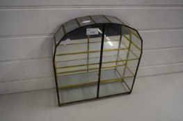 SMALL BRASS FRAMED TABLE DISPLAY CABINET