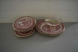 QUANTITY OF WASHINGTON OLD WILLOW PATTERN TABLE WARES
