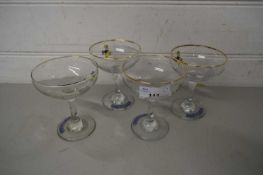 FOUR VINTAGE BABYCHAM GLASSES