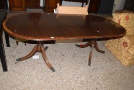 REPRODUCTION MAHOGANY TWIN PEDESTAL DINING TABLE, 212CM WIDE