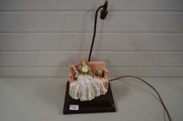 TABLE LAMP WITH BASE MOUNTED WITH A ROYAL DOULTON FIGURINE