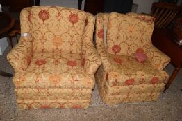 PAIR OF FLORAL UPHOLSTERED ARMCHAIRS