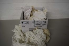 BOX OF VARIOUS LINEN AND LACE WORK
