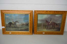 TWO COLOURED PRINTS - HORSE RACING SCENES
