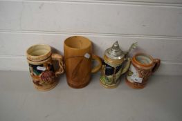 MIXED LOT FOUR VARIOUS TANKARDS