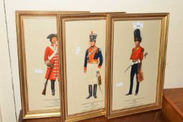 SET OF THREE COLOURED PRINTS, VARIOUS MILITARY FIGURES