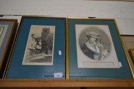 ELSIE COLE, WESTLEGATE ST, NORWICH, ETCHING, TOGETHER WITH FURTHER COLOURED PRINT 'THOUGHTS ON A