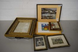 MIXED LOT COMPRISING VARIOUS FRAMED PRINTS AND TAPESTRY PICTURES, GLASS PICTURE FRAME AND OTHERS