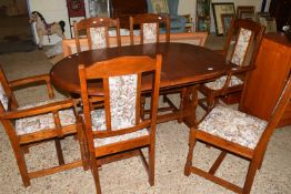 NEW PLAN FURNITURE EXTENDING DINING TABLE AND SIX CHAIRS (7), TABLE 140CM WIDE