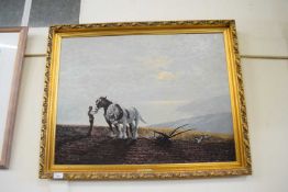 GERALD COULSON, 'THE PLOUGHMAN AND THE SEA' TEXTURED PRINT, GILT FRAMED