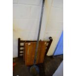 MIXED LOT COMPRISING COAT RACK AND A SMALL TABLE AND CHAIR AND A LONG-HANDLED SCOOP
