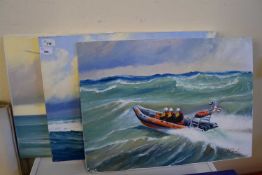 Kenneth Grant (British 20th Century), A series of marine rescue paintings (x3). Oil on board,