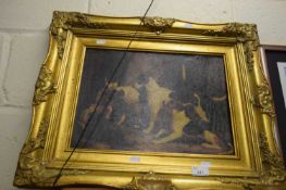 OLEOGRAPH PRINT OF DOGS SET IN A GILT FRAME