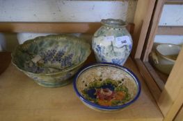 BOWL AND A VASE BY REDHOUSE POTTERY PLUS A FURTHER FLORAL BOWL