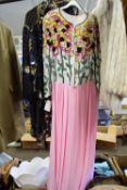 LADIES VINTAGE DRESS WITH FLORAL SEQUINNED DETAIL PLUS A FURTHER SEQUIN DRESS