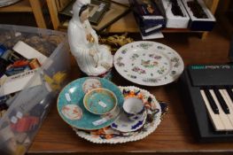 MIXED LOT VARIOUS DECORATED CHINESE PLATES, SMALL BOWLS, CHINESE FIGURE AND OTHER CERAMICS