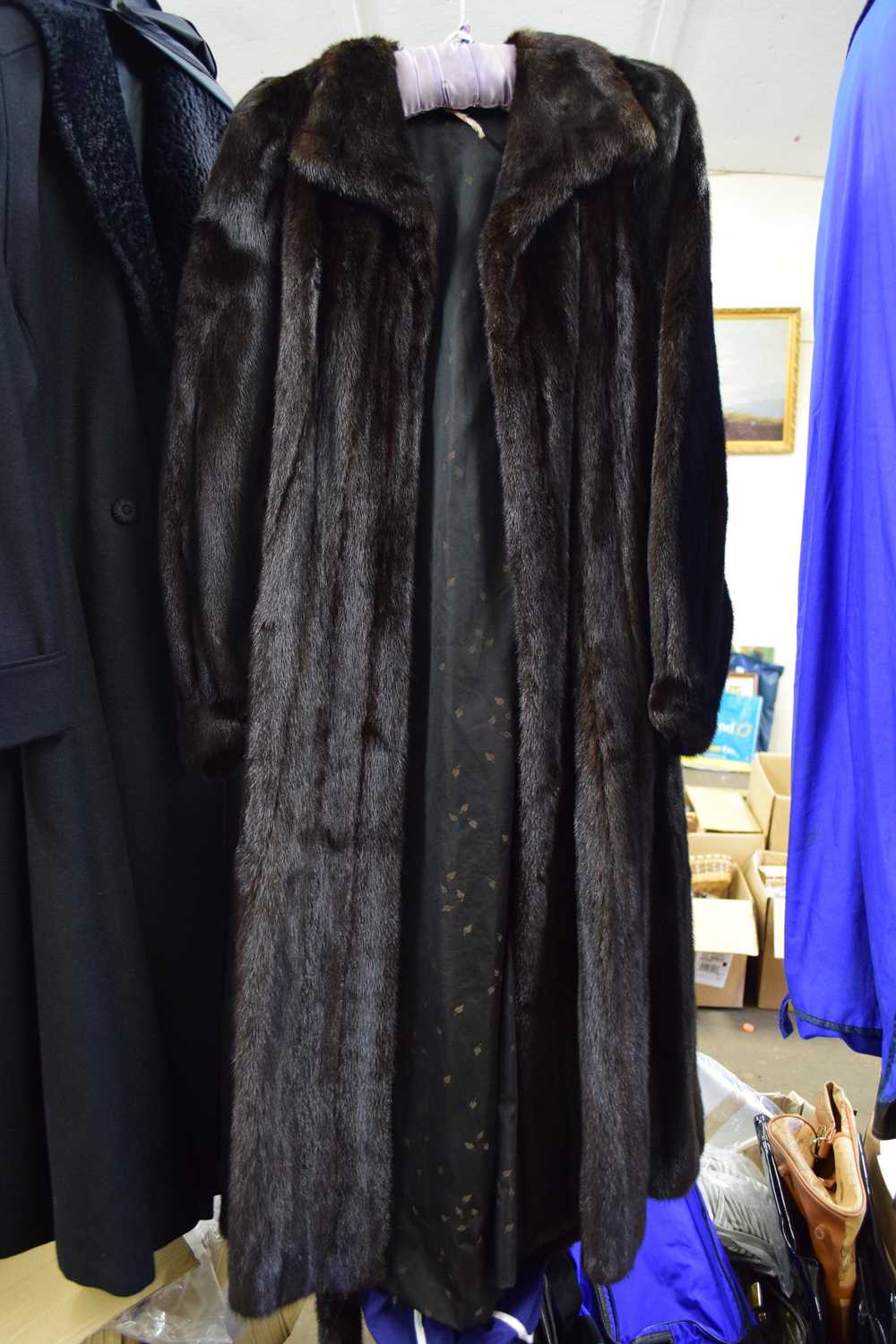 LADIES FULL LENGTH DARK FUR COAT