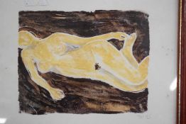 Michael D'Aguilar, Sleeping nude, crayon drawing, signed and dated '73 lower right, 38 x 48cm