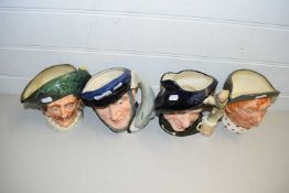 FOUR ROYAL DOULTON CHARACTER JUGS, 'CAPTAIN AHAB', 'TAM O SHANTER', 'JARGE' AND 'THE CAVALIER' (4)