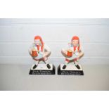TWO CARLTON WARE BREWERY ADVERTISING FIGURES MARKED 'PICK FLOWERS BREWMASTER'