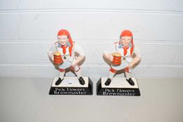 TWO CARLTON WARE BREWERY ADVERTISING FIGURES MARKED 'PICK FLOWERS BREWMASTER'