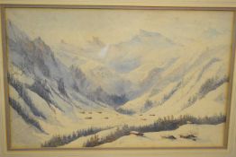 William West, watercolour, Norwegian valley, 30 x 46cm