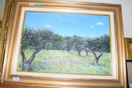 Frederick de Fontenay (French, 20th Century), Study of an olive grove, oil on canvas, signed36 x