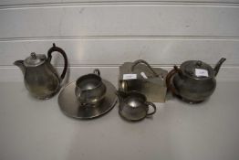TALBOT HAMMERED PEWTER TEA SET PLUS OTHER ITEMS