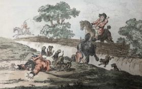 After James Gillray (British, 18th Century), A set of Sporting prints: 'Hounds Finding'; 'Coming