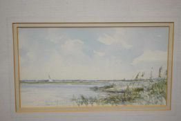 Jason Partner, 'Near Breydon Water, Norfolk 1988', watercolour, signed lower right, 13 x 23cm
