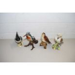 LARGE MODEL BESWICK BIRDS COMPRISING A THRUSH, A KOOKABURRA, A LAPWING AND A FURTHER CONTINENTAL