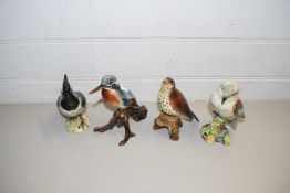 LARGE MODEL BESWICK BIRDS COMPRISING A THRUSH, A KOOKABURRA, A LAPWING AND A FURTHER CONTINENTAL