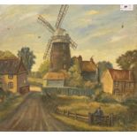 W.Plumstead, Paston Mill, Mundesley, oil on card, 17x16 ins, unframed,