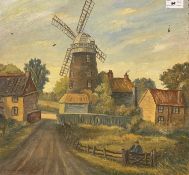 W.Plumstead, Paston Mill, Mundesley, oil on card, 17x16 ins, unframed,