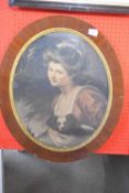 Lady Hamilton, Victorian coloured print, 54 x 44cm, oval, framed