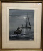 Mick Bensley (British, Contemporary), 'Taking out the mooring line', watercolour, signed and dated