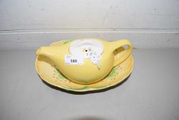 CARLTON WARE FLORAL DECORATED BOWL AND A FURTHER TEA POT (2)