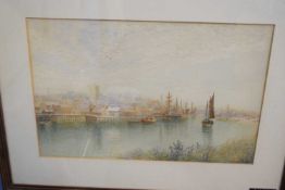 E J Duval, River scene, watercolour, signed lower right, 30 x 45cm