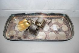 SILVER PLATED SERVING TRAY AND FURTHER ITEMS