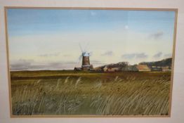 Modern School (20th century), Cley Mill, watercolour, indistinctly signed lower left, 35 x 53cm
