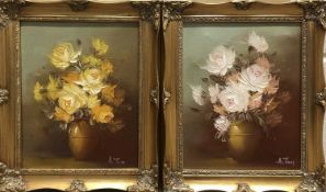 A. Tam (British 20th Century), A pair of floral designs, oil on canvas, signed