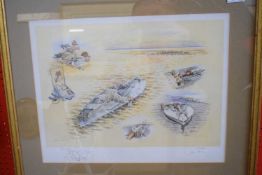 John Paley, Duck shooting, coloured print, signed and numbered, 154/200, in pencil to lower