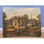 W.Plumstead, Pull's Ferry, oil on card, 15x19ins, unframed
