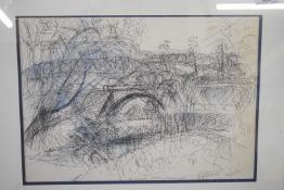Lewis Broad, 'The Eventide near Long Hanborough', pen, ink and wash, signed, dated 26/2/75,