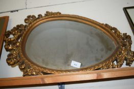 20TH CENTURY WALL MIRROR IN GILT FINISH COMPOSITION FRAME WITH RIBBON MOUNT