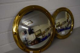TWO BRASS FRAMED PORTHOLE MIRRORS